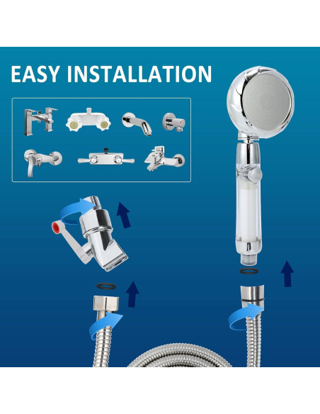 Cabezal de Ducha de Mano Sisiten con Filtro y Manguera 149,86 cm