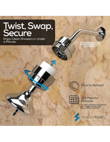 Filtro de Ducha SparkPod 23 Etapas Cromo Pulido 0,39 kg