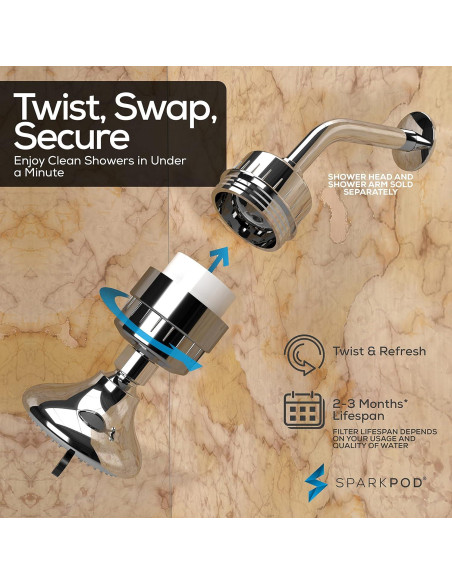 Filtro de Ducha SparkPod 23 Etapas Cromo Pulido 0,39 kg