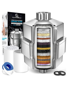 Filtro de Ducha AquaHomeGroup 20 Etapas Cromo para Agua Dura