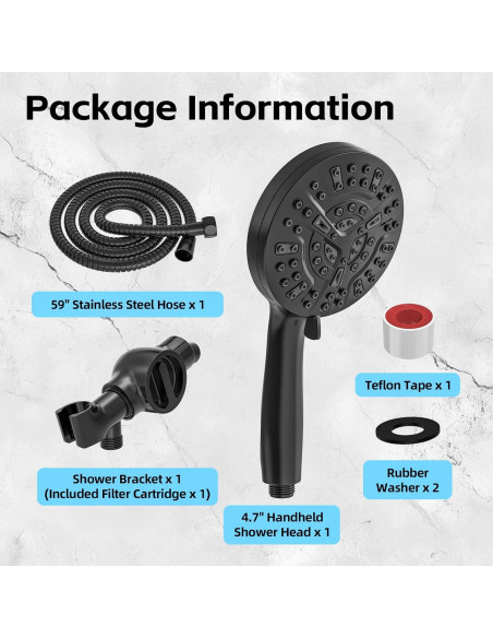 Cabezal de Ducha Filtrado SANISANO 4.7" 9 Modos Alta Presión