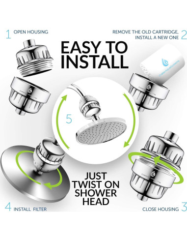 Filtro de Ducha CraterAquaSystems SF-15ST - Elimina Cloro y Plomo