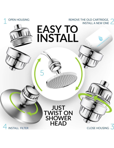 Filtro de Ducha CraterAquaSystems SF-15ST - Elimina Cloro y Plomo