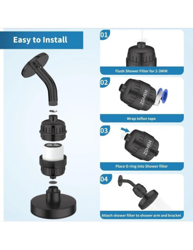 Filtro de Ducha ZGMEH 20 Etapas - Agua Dura y Cloro