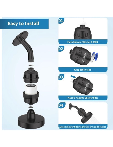 Filtro de Ducha ZGMEH 20 Etapas - Agua Dura y Cloro
