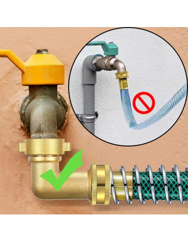 Conector de manguera de bronce Uenede 3/4" GHT codo 90