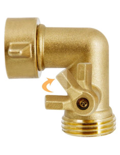 Codo de Manguera de Jardín 90 Latón 3/4" con Válvula - 2 Pzas 2