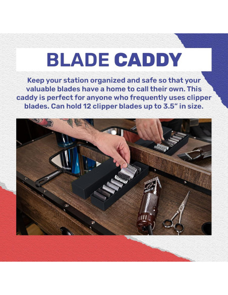 Caddy Organizador BarberMate para 10 Cuchillas - Negro