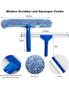 Kit Limpiador de Ventanas 35.5 cm Lahosh 2 en 1 Microfibra 2