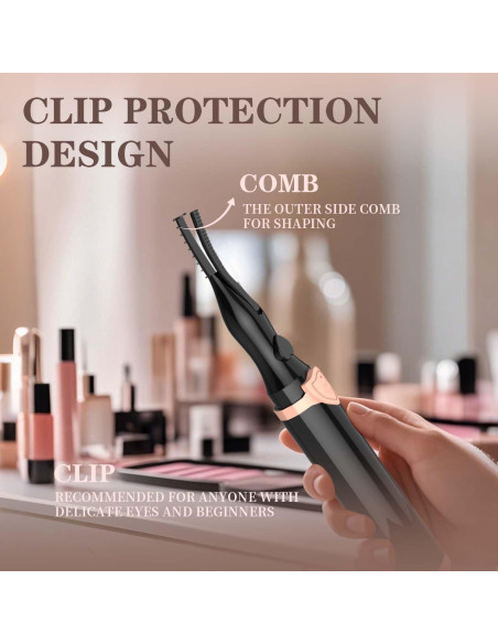 Rizador de Pestañas Eléctrico Recargable NYUDN 2en1 Negro