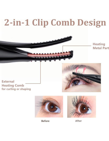 Rizador de Pestañas Eléctrico Recargable NYUDN 2en1 Negro