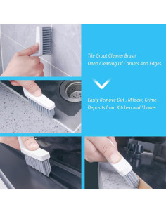 Cepillo de limpieza de lechada Lumkew - 4 piezas, cerdas duras 2