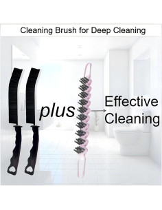 Juego de Cepillos de Limpieza POPGIO 3 Piezas Negro y Rosa 2