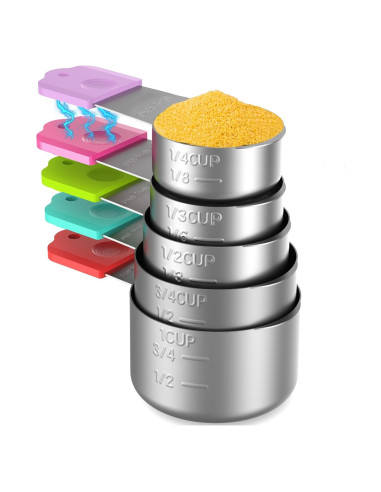 Set de 5 Tazas Medidoras Magnéticas Minteem Acero Inoxidable