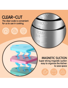 Set de 5 Tazas Medidoras Magnéticas Minteem Acero Inoxidable 2