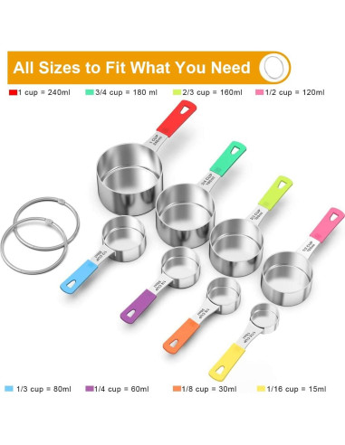 Conjunto de 8 Tazas Medidoras Wildone Acero Inoxidable