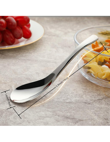 Set de 6 Cucharas de Sopa AOOSY Acero Inoxidable Ergonómicas