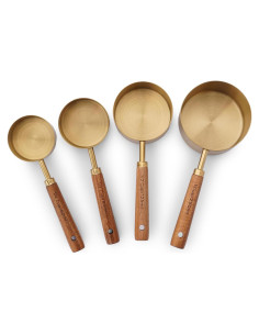 Juego de Tazas y Cucharas Medidoras SHIKORI Doradas 4 Piezas