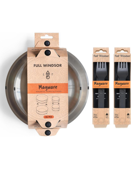 Juego de Platos y Cubiertos Magnéticos Magware 14 Piezas