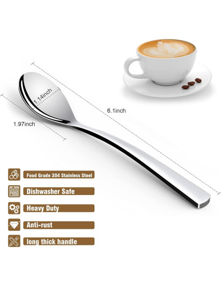 Juego de 4 cucharas de café GLAMFIELDS acero inoxidable 15,24 cm