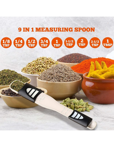 Cucharón Medidor Ajustable 9 en 1 Genérico Blanco/Negro