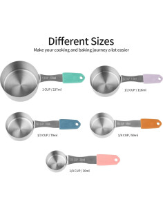 Juego de Tazas y Cucharas Medidoras IFFMYJB Acero Inoxidable 2