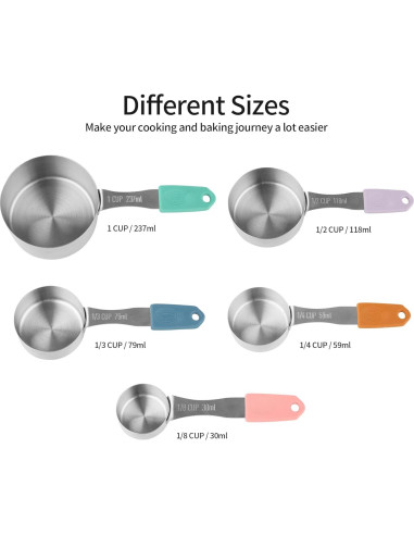 Juego de Tazas y Cucharas Medidoras IFFMYJB Acero Inoxidable