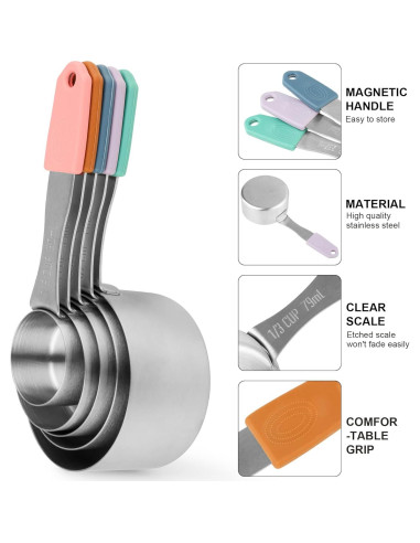 Juego de Tazas y Cucharas Medidoras IFFMYJB Acero Inoxidable