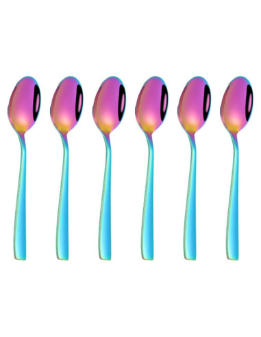 Juego de 6 cucharas de acero inoxidable THSHQL arcoíris 15,3 cm