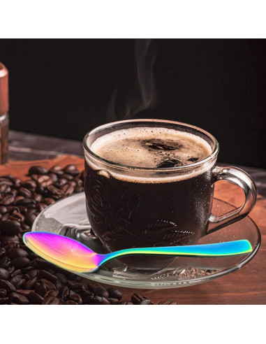 Juego de 6 cucharas de acero inoxidable THSHQL arcoíris 15,3 cm