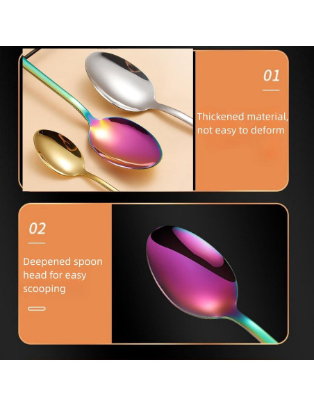 Juego de 6 cucharas de acero inoxidable THSHQL arcoíris 15,3 cm