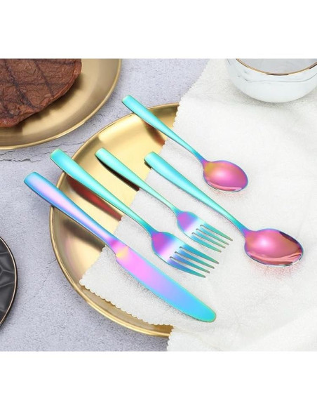 Juego de 6 cucharas de acero inoxidable THSHQL arcoíris 15,3 cm
