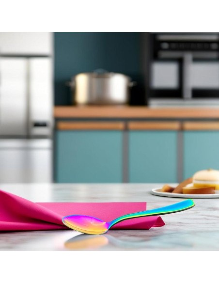 Juego de 6 cucharas de acero inoxidable THSHQL arcoíris 15,3 cm