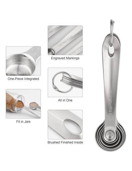 Juego de Cucharas Medidoras 6 Viwehots Acero Inoxidable 18/8