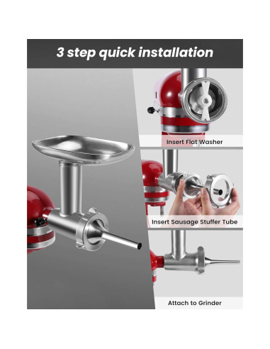 Kit embutidor de salchichas Kitchenaid RAFBAR 3 tubos acero