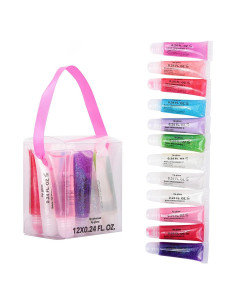 Set de Brillo Labial M&U con Estuche - 12 Piezas Sabores