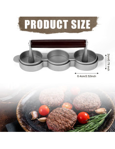 Prensa de Mini Hamburguesas Lyreh para 3 Tortas 6.4cm 2