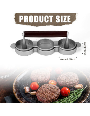 Prensa de Mini Hamburguesas Lyreh para 3 Tortas 6.4cm