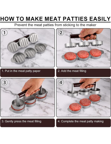 Prensa de Mini Hamburguesas Lyreh para 3 Tortas 6.4cm