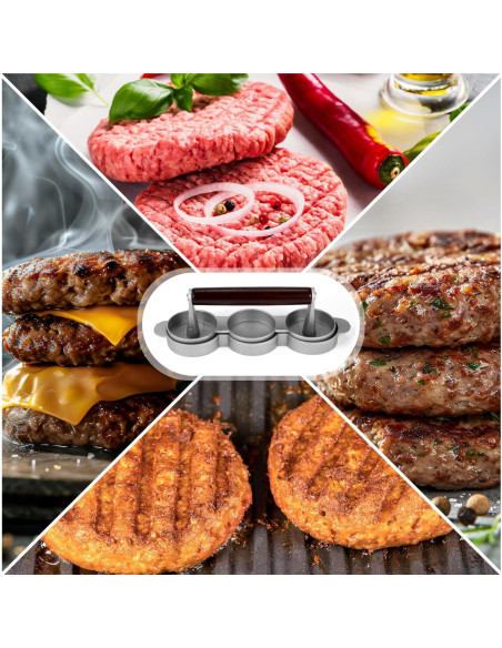 Prensa de Mini Hamburguesas Lyreh para 3 Tortas 6.4cm