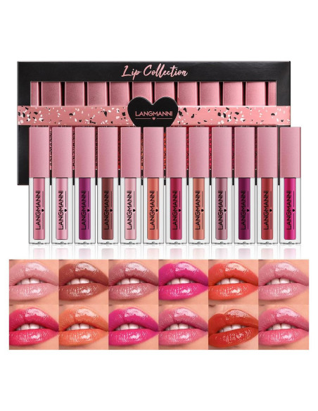 Set de 12 Pintalabios Líquido Dulele Hidratante y Brillante