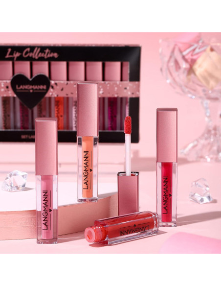 Set de 12 Pintalabios Líquido Dulele Hidratante y Brillante