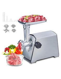 Picadora de Carne Eléctrica BenRich 2800W con 3 Placas y Kit de Salchichas