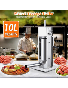 Rellenador de Salchichas Manual PioneerWorks 10L Acero Inoxidable 2
