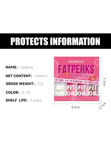 Set de 4 Aceites Brillantes para Labios VolksRose - Hidratantes