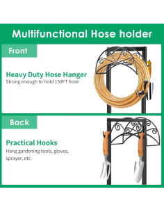 Soporte para Manguera TomCare Metal Negro 3.85 kg 160 FT 2