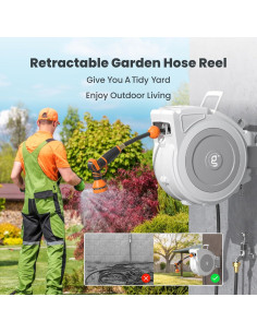 Carrete de Manguera Retráctil Giraffe 1/2" x 19,81 m PVC 2