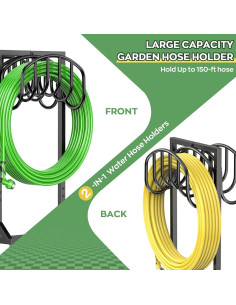 Soporte para Manguera de Jardín HOMIJIABRO Metal Negro 2x150ft 2