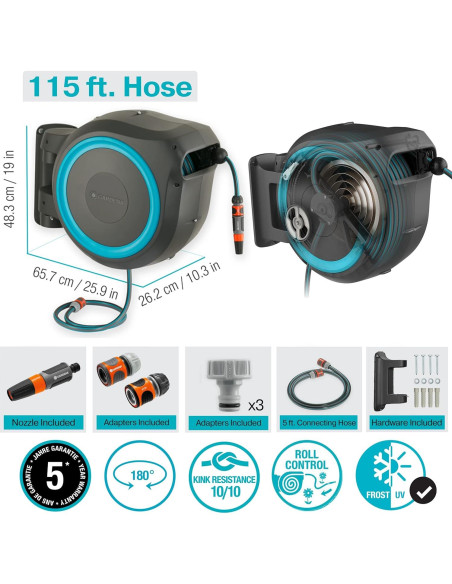 Carrete de Manguera Retráctil GARDENA 35m Montado en Pared