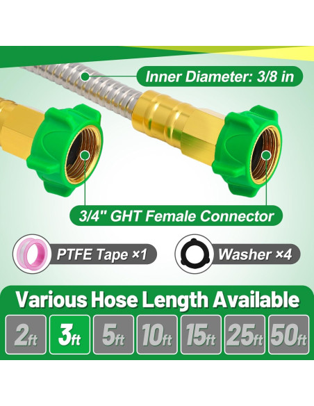 Manguera de Jardín Beeplove 91 cm Acero Inoxidable Flexible